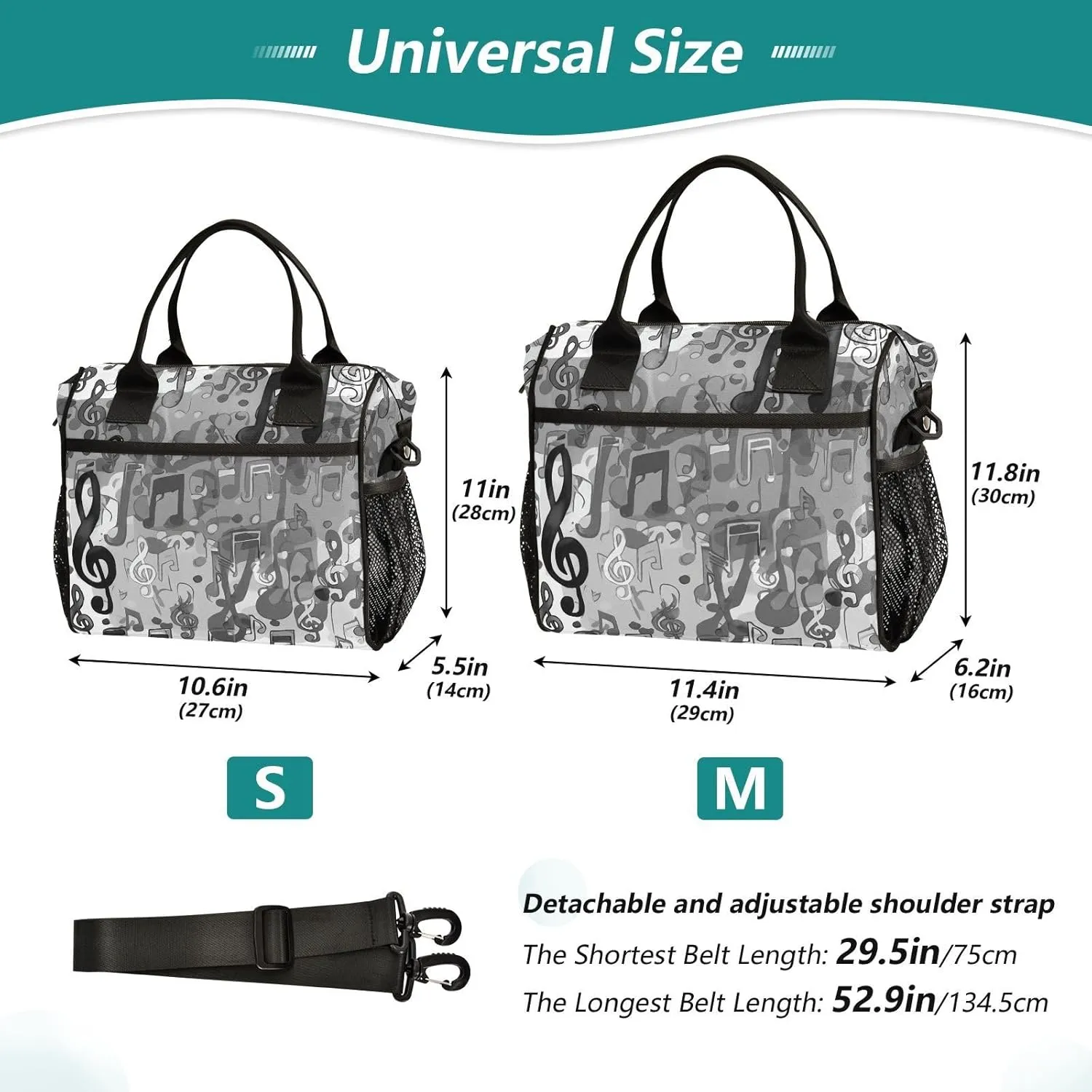 Ink Symphony Pattern Lunch Bag, Large Capacity Insulated Bag, Lunch Box for Women, Reusable Insulated Lunch Box, Container for Office Work Picnic or Travel