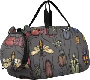 Insects Beetle Sports Duffle Bag for Girls Boys, Gym Bag with Shoe Compartment, Kids Travel Overnight Weekender Shoulder Bag