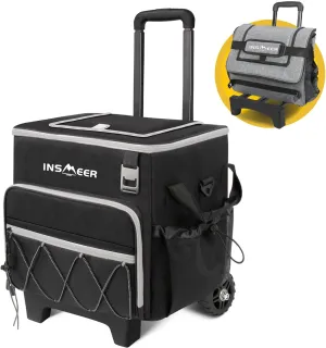 INSMEER Cooler with Wheels - 40L/60Cans Soft Cooler Bag, Insulated, Collapsible, Leakproof - Ideal for Beach, Camping, Travel, Picnic, Grocery Shopping & More Outdoor Adventures