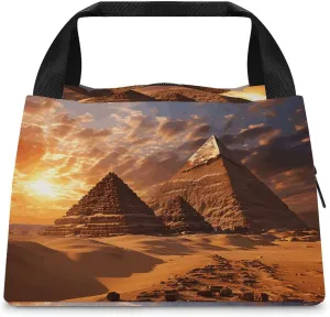 Insulated Bag Handbag,Egyptian Pyramids Print Portable Thermal Bag,wear-resistant Insulation Bag,outdoor Insulation Bag