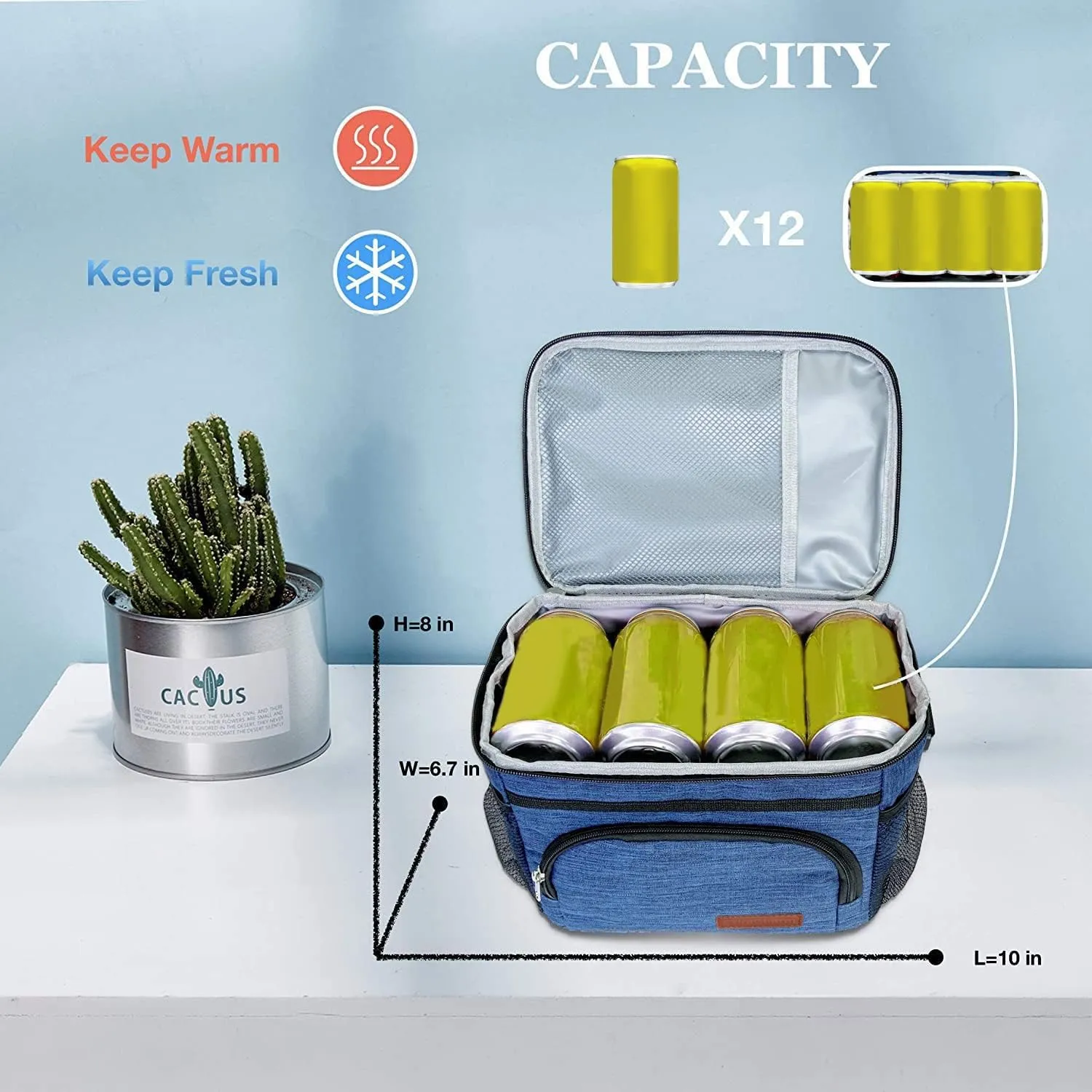 Insulated Lunch Bag for Women/Men - Reusable Lunch Box for Office Picnic Hiking Beach - Leakproof Cooler Tote Bag Organizer with Adjustable Shoulder Strap for Adults - Dark Yellow