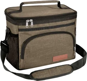 Insulated Lunch Bag for Women/Men - Reusable Lunch Box for Office Picnic Hiking Beach - Leakproof Cooler Tote Bag Organizer with Adjustable Shoulder Strap for Adults - Dark Yellow