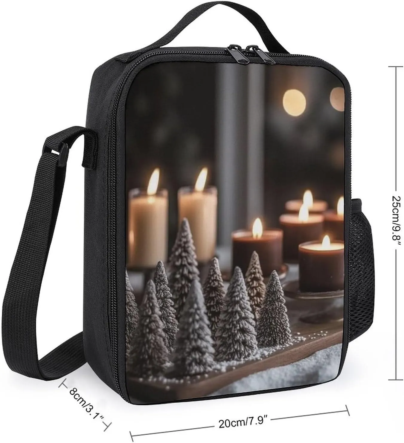 Insulated Lunch Bag Lunch Box for Women Men Gingerbread Tree And Candles Lunch Tote Bags for Work Office