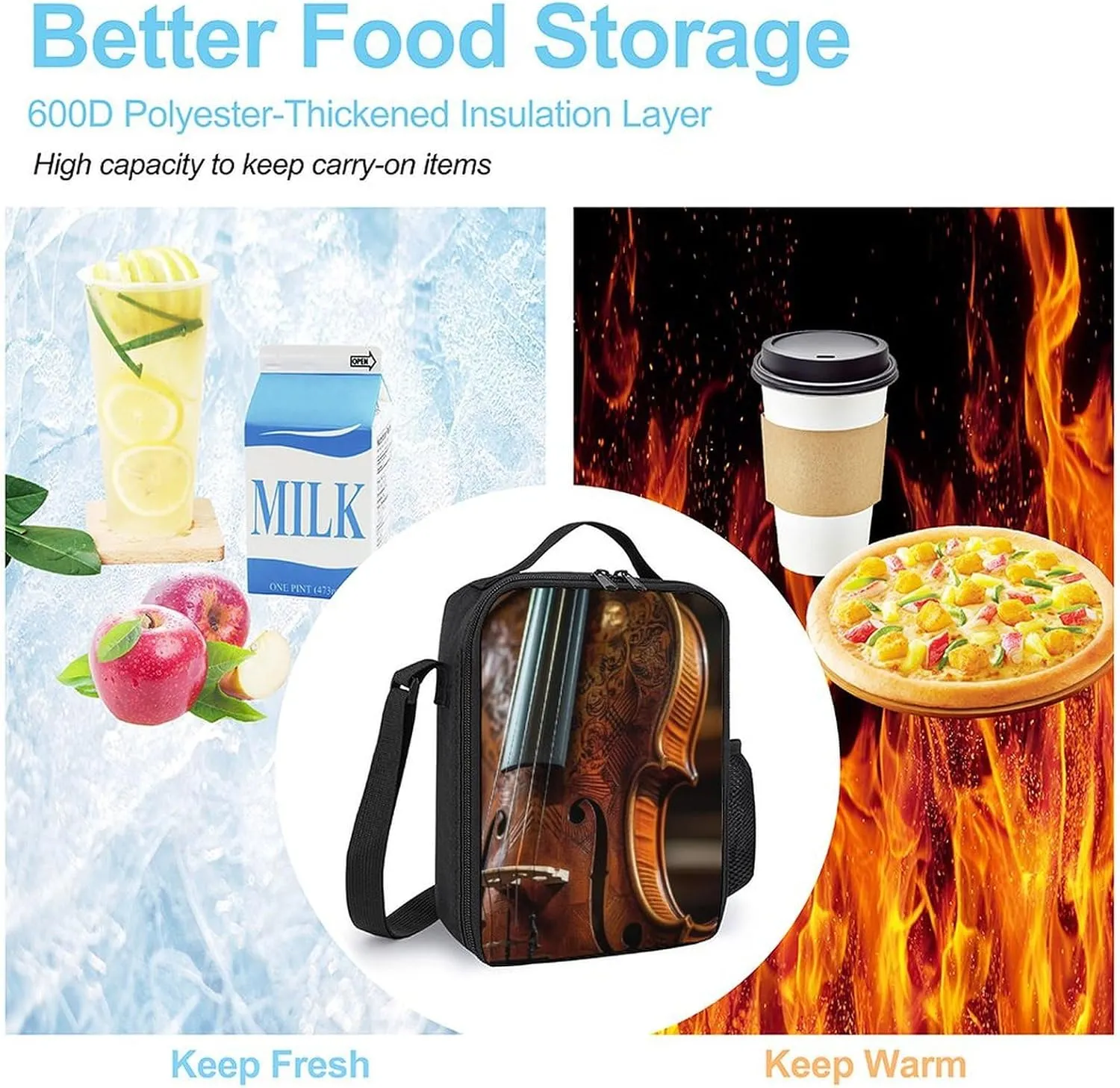 Insulated Lunch Bag Lunch Box for Women Men Instruments for Playing Lunch Tote Bags for Work Office