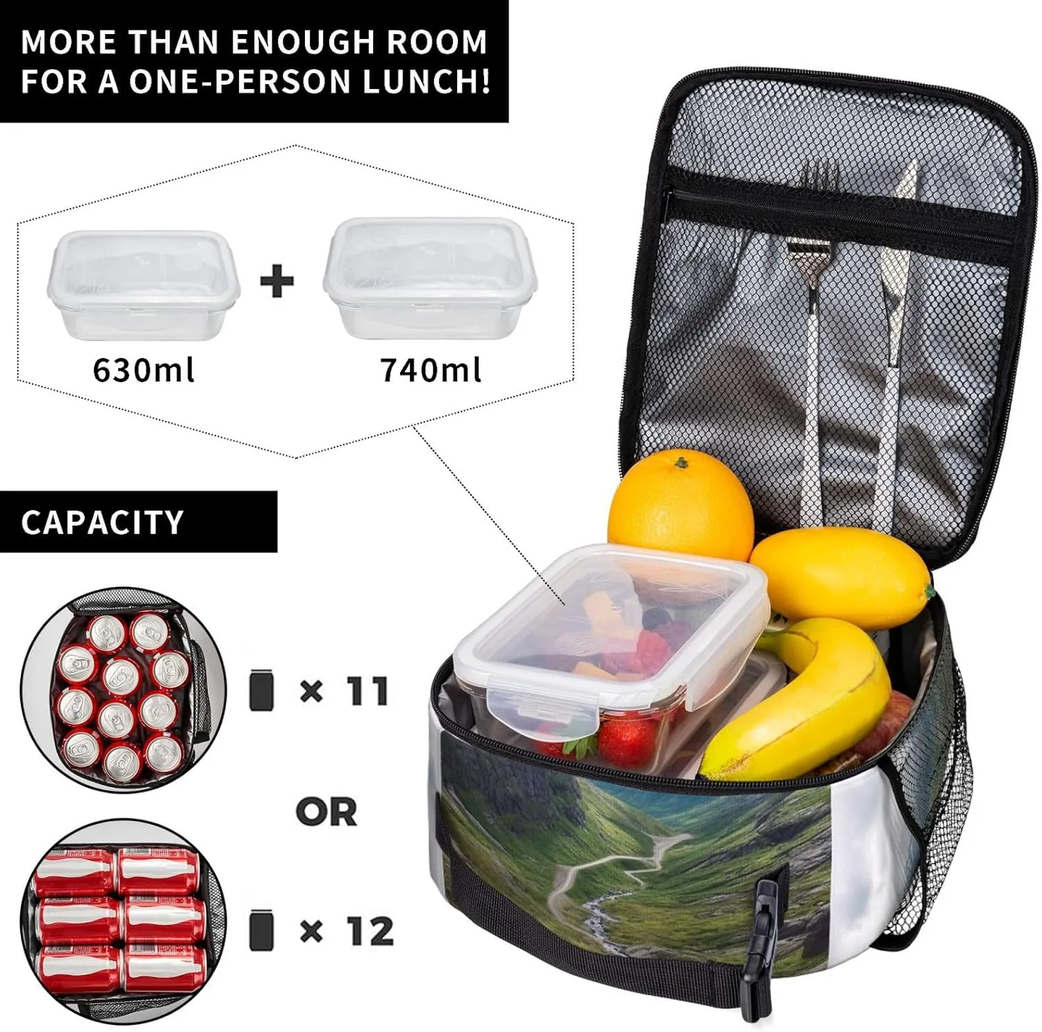 Insulated Lunch Bag Lunch box for Women Men Reusable Cooler Bag Norway terrain Lunch Tote Bag for Work
