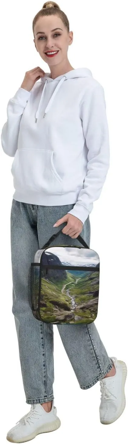 Insulated Lunch Bag Lunch box for Women Men Reusable Cooler Bag Norway terrain Lunch Tote Bag for Work