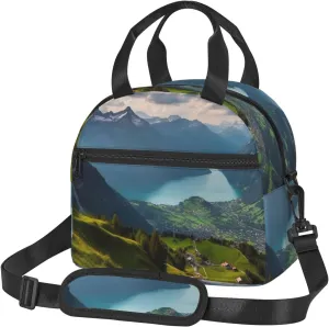 Insulated Lunch Bag Lunch box for Women Men Reusable Cooler Bag Switzerland Alps Lunch Tote Bag for Work