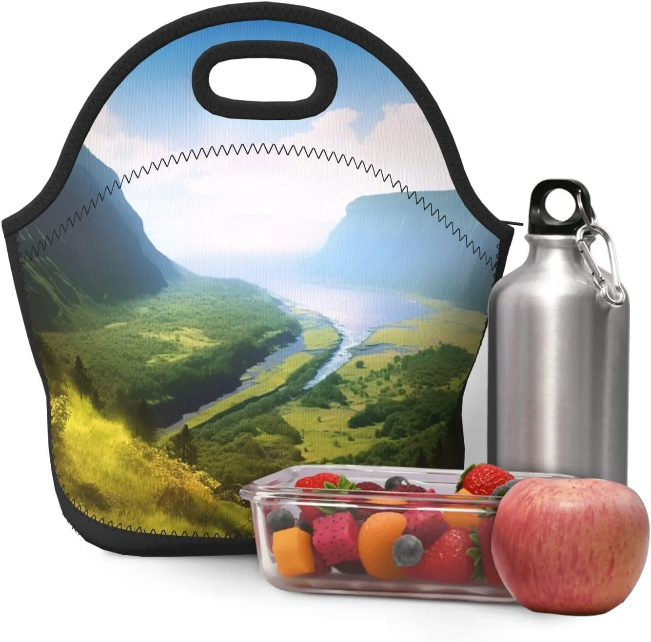 Insulated Lunch Bag Lunch box for Women Men Reusable Cooler Bag Valley Lunch Bag Soft Neoprene Lunch Tote Bag Leakproof Lunchbox for Work Travel Picnic Office