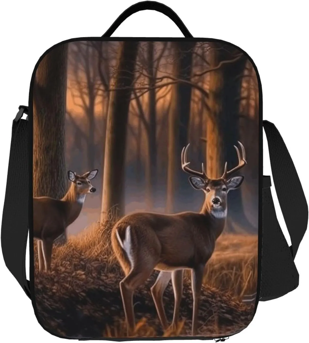 Insulated Lunch box for Men Women Reusable Lunch Bag Nature wild Animal Deers Cooler Tote Bags for Work Picnic