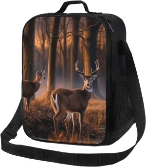 Insulated Lunch box for Men Women Reusable Lunch Bag Nature wild Animal Deers Cooler Tote Bags for Work Picnic