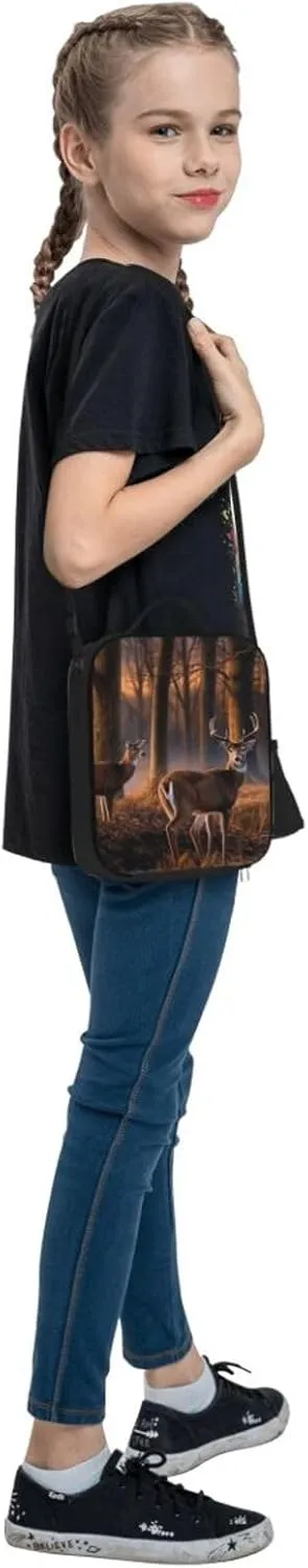 Insulated Lunch box for Men Women Reusable Lunch Bag Nature wild Animal Deers Cooler Tote Bags for Work Picnic