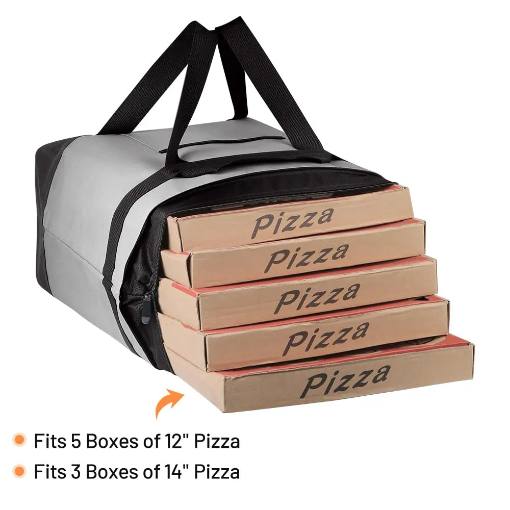 Insulated Reusable Tote Bag for Grocery Shopping for Women/Men, Pizza/Food Delivery Bag to Keep Food Cold/Hot for Uber Eats/Doordash/Grubub, Cooler bags for Travel/Beach/Picnic, Grey