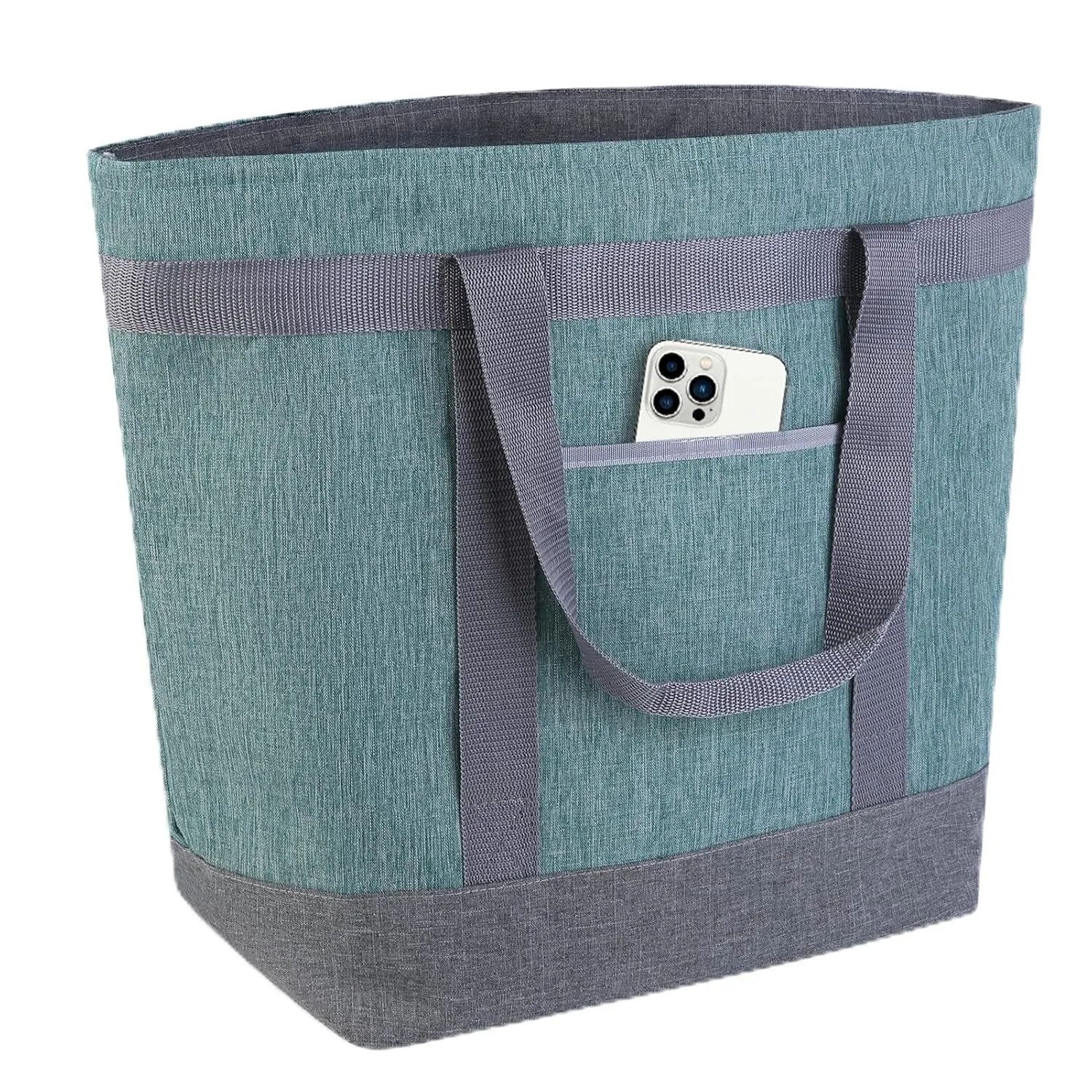 Insulated Reusable Tote Bag for Grocery Shopping for Women/Men, Waterproof Cooler Bags for Travel/Beach/Picnic, Pizza/Food Delivery Bag to Keep Food Cold/Hot for Doordash (Oxford Cloth, Green)