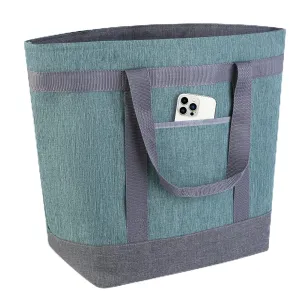 Insulated Reusable Tote Bag for Grocery Shopping for Women/Men, Waterproof Cooler Bags for Travel/Beach/Picnic, Pizza/Food Delivery Bag to Keep Food Cold/Hot for Doordash (Oxford Cloth, Green)