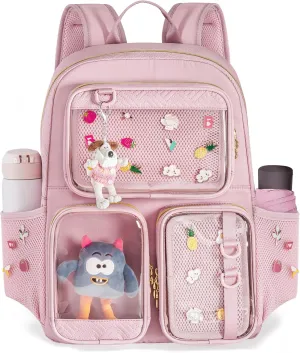 Ita Bag Pin Display Backpack with Insert, Kawaii Aesthetic Backpack with Laptop Sleeve for Cosplay and Concert, Pink (Pins NOT Included, Patent Design)