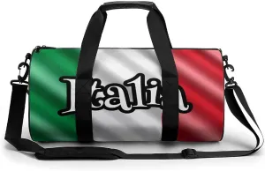 Italy Flag Gym Bag for Men Women Cylindrical Gym Duffle Bags Travel Sports Carryon Gymbag 17.7in/9in/9in