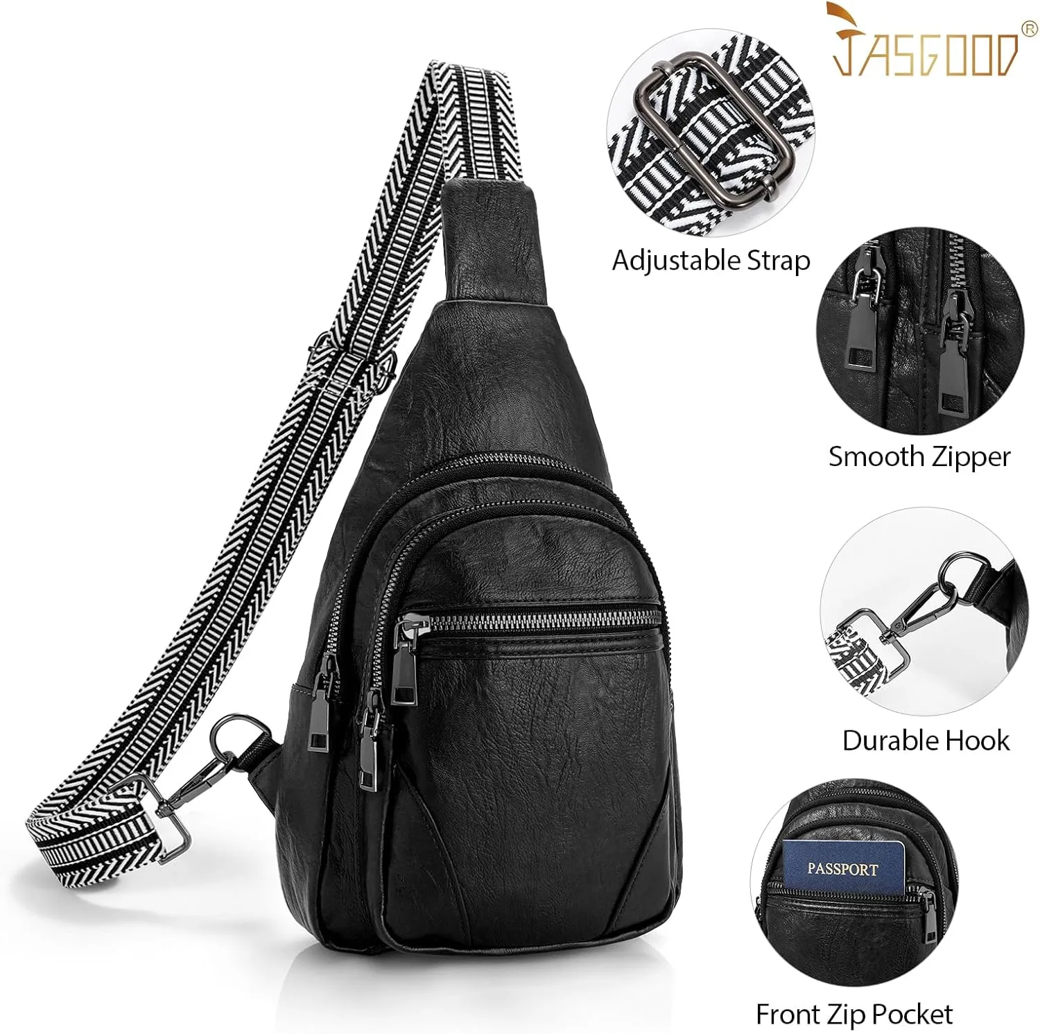 JASGOOD Anti Theft Small Sling Bag for Women Leather Fanny Packs Crossbody Bags Trendy Anti-Theft Sling Purse for Travel