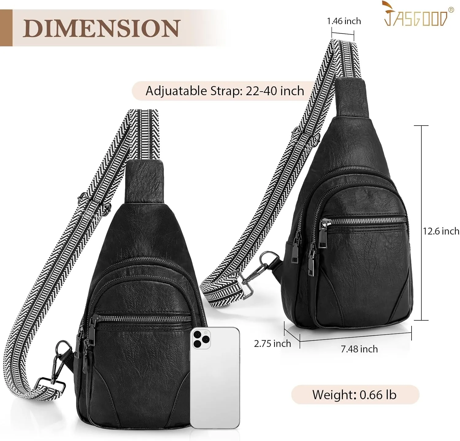 JASGOOD Anti Theft Small Sling Bag for Women Leather Fanny Packs Crossbody Bags Trendy Anti-Theft Sling Purse for Travel