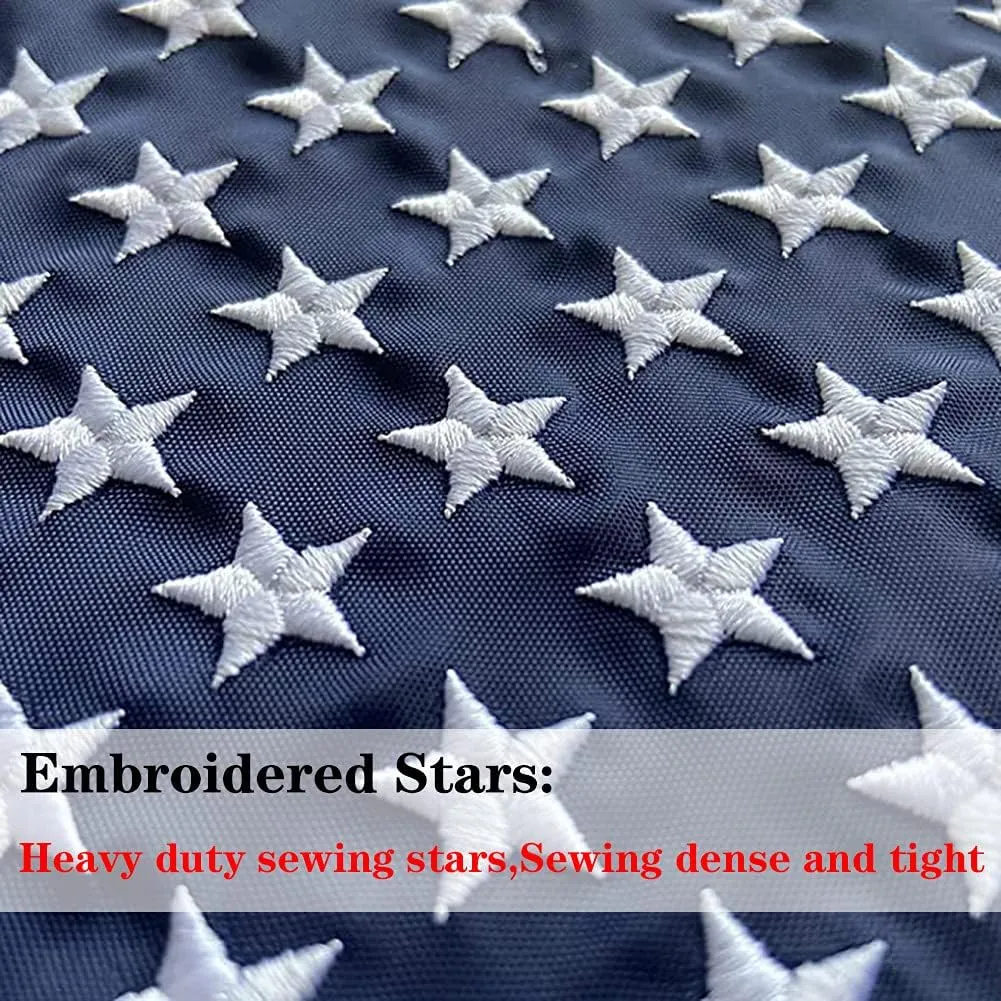 Jayus Embroidered Star Double Sided Yacht Ensign US Anchor Boat Flag 12.5x18- Seven Stripes Nylon American Boat Flag with Two Brass Grommets Perfect for Car Truck Bike