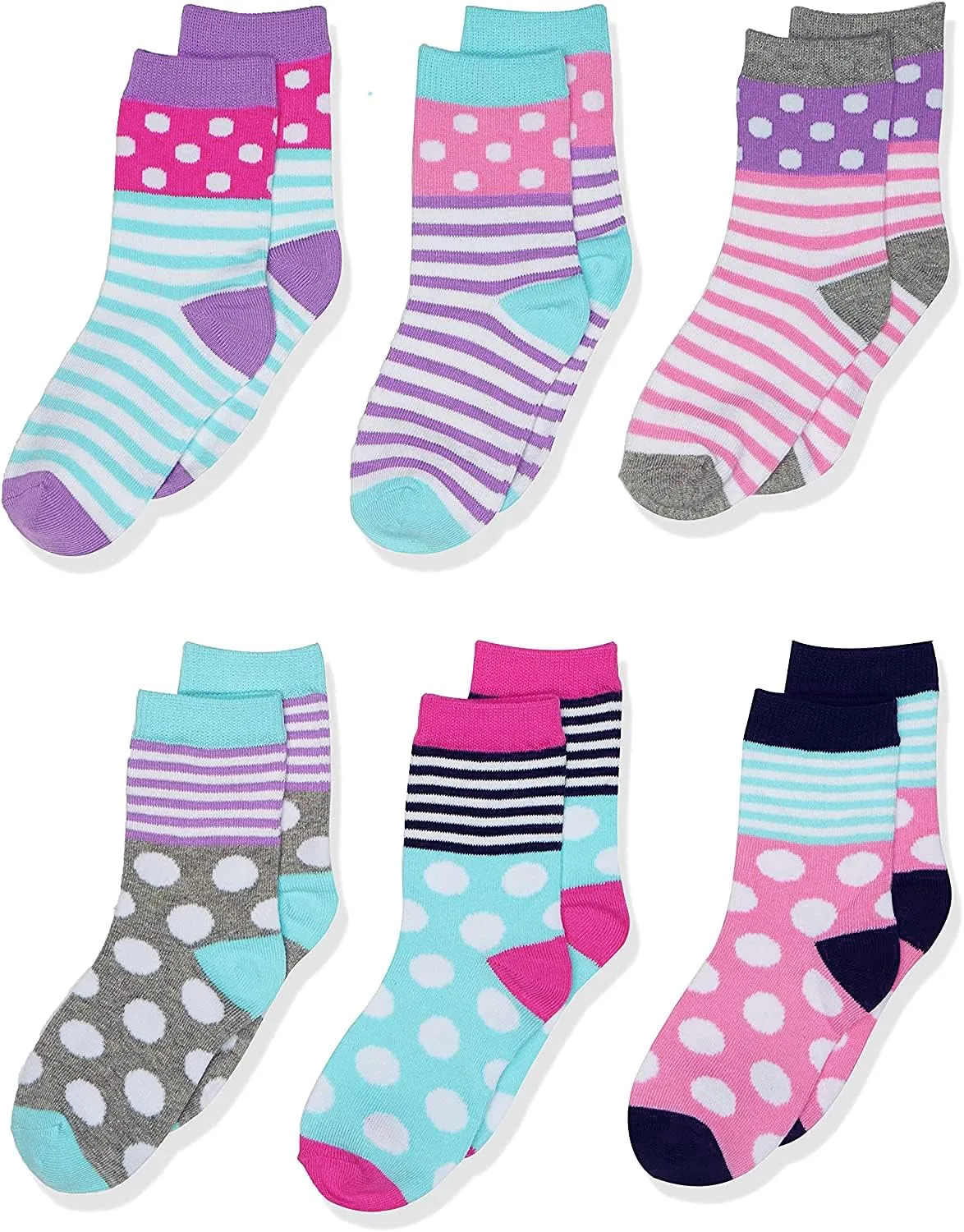 Jefferies Socks Dots/stripes Fashion Cotton Crew Socks 6 Pair Pack Sockshosiery