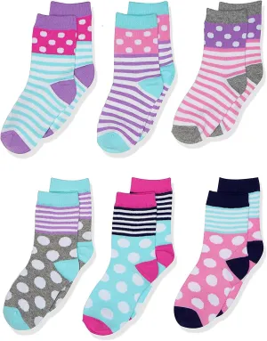 Jefferies Socks Dots/stripes Fashion Cotton Crew Socks 6 Pair Pack Sockshosiery