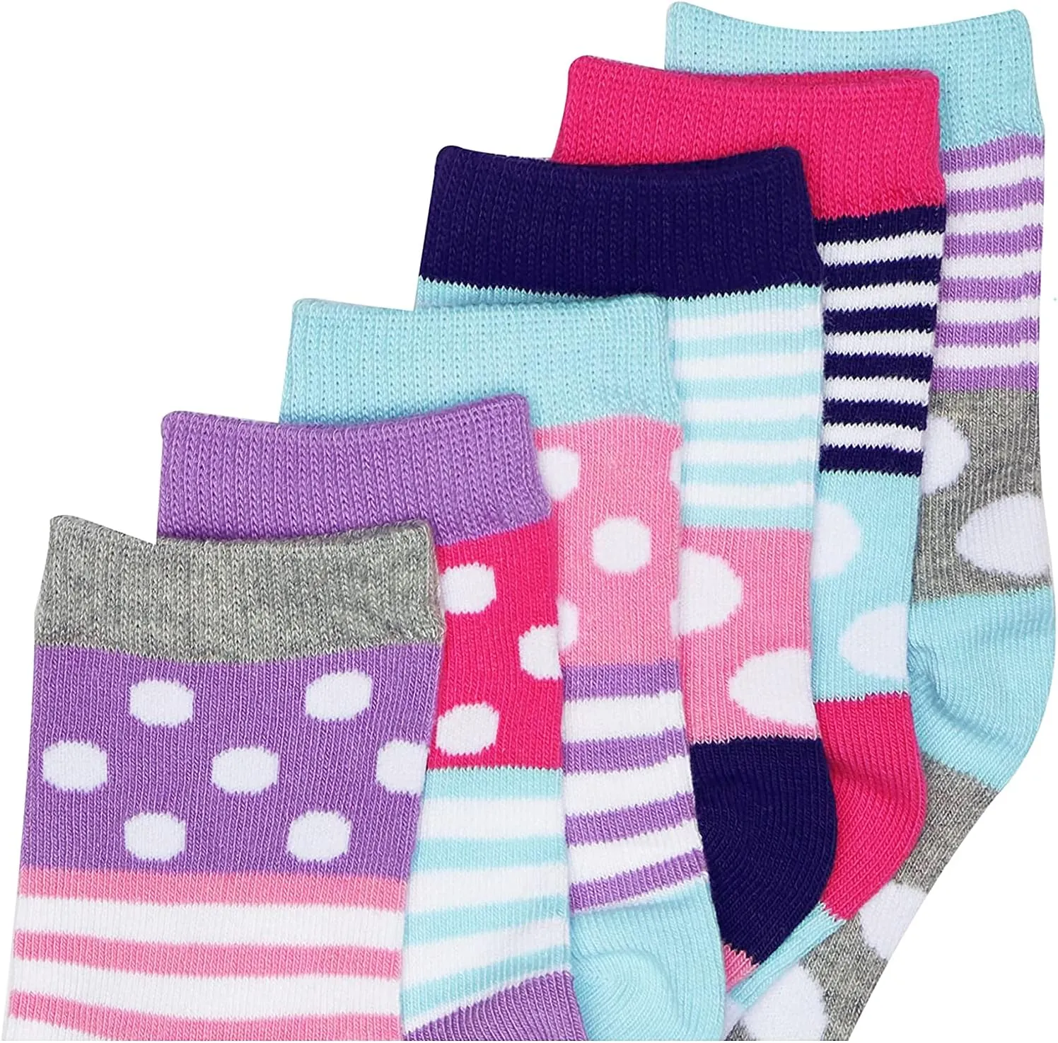 Jefferies Socks Dots/stripes Fashion Cotton Crew Socks 6 Pair Pack Sockshosiery