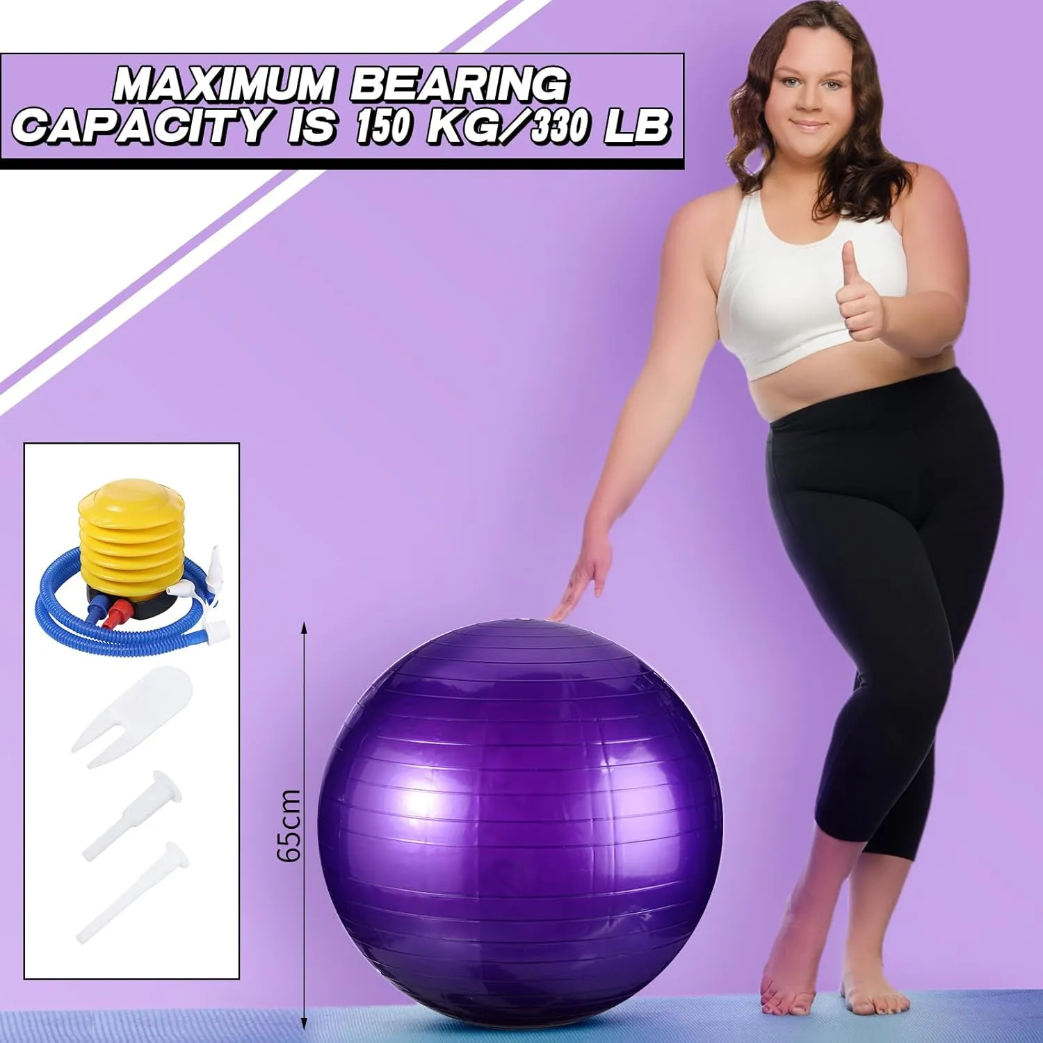 Jerify 10 Pcs Pilate Ball Exercise Ball Bulk Yoga Ball for Fitness Pregnancy Birthing, Core Ball Chair Workout Equipment with Pump and Plug for Office Home Gym, Supporting 330lbs