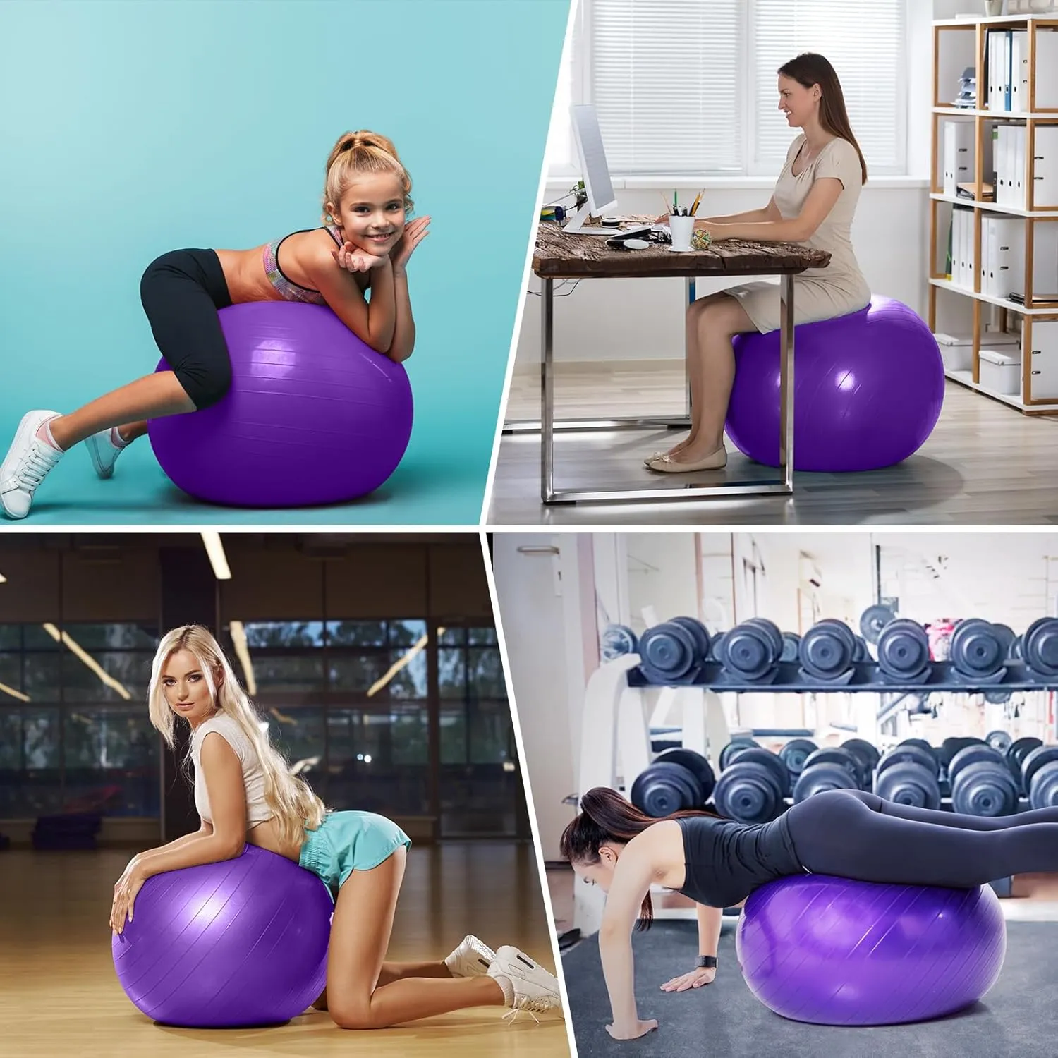 Jerify 10 Pcs Pilate Ball Exercise Ball Bulk Yoga Ball for Fitness Pregnancy Birthing, Core Ball Chair Workout Equipment with Pump and Plug for Office Home Gym, Supporting 330lbs