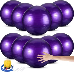 Jerify 10 Pcs Pilate Ball Exercise Ball Bulk Yoga Ball for Fitness Pregnancy Birthing, Core Ball Chair Workout Equipment with Pump and Plug for Office Home Gym, Supporting 330lbs