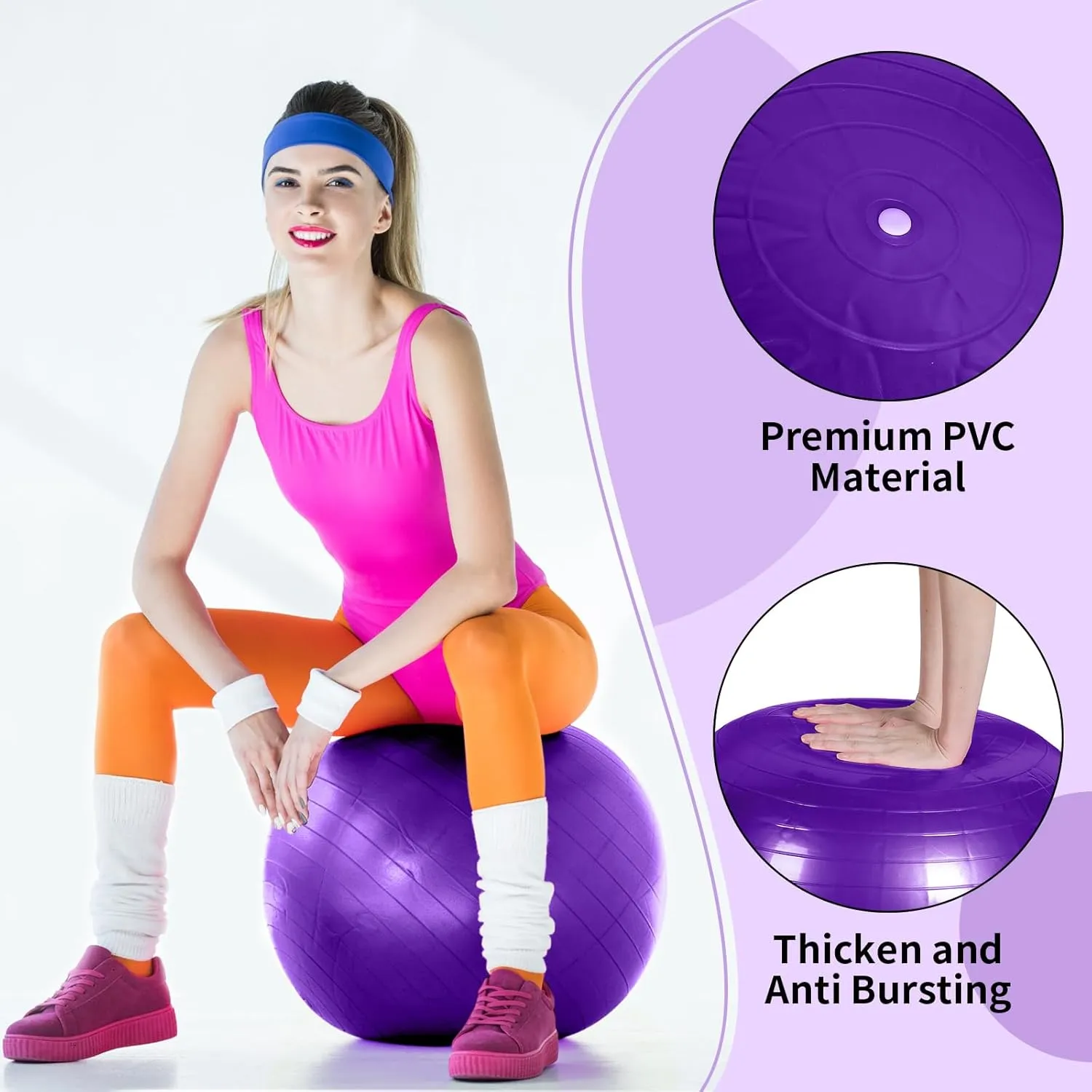Jerify 10 Pcs Pilate Ball Exercise Ball Bulk Yoga Ball for Fitness Pregnancy Birthing, Core Ball Chair Workout Equipment with Pump and Plug for Office Home Gym, Supporting 330lbs