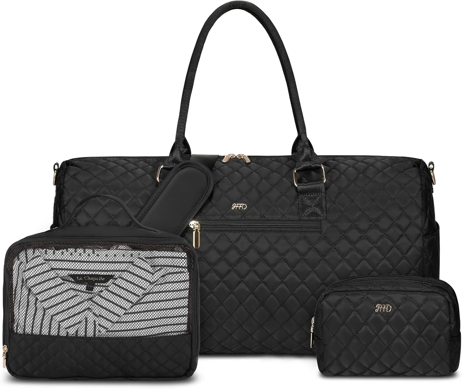 JFFD Travel Duffle Bag, Weekender Bag for Women, Carry on Overnight Bag with Shoe Compartment, Gym Duffel Bag with Wet Pocket, Mommy Hospital Bags for Labor and Delivery 3PCS