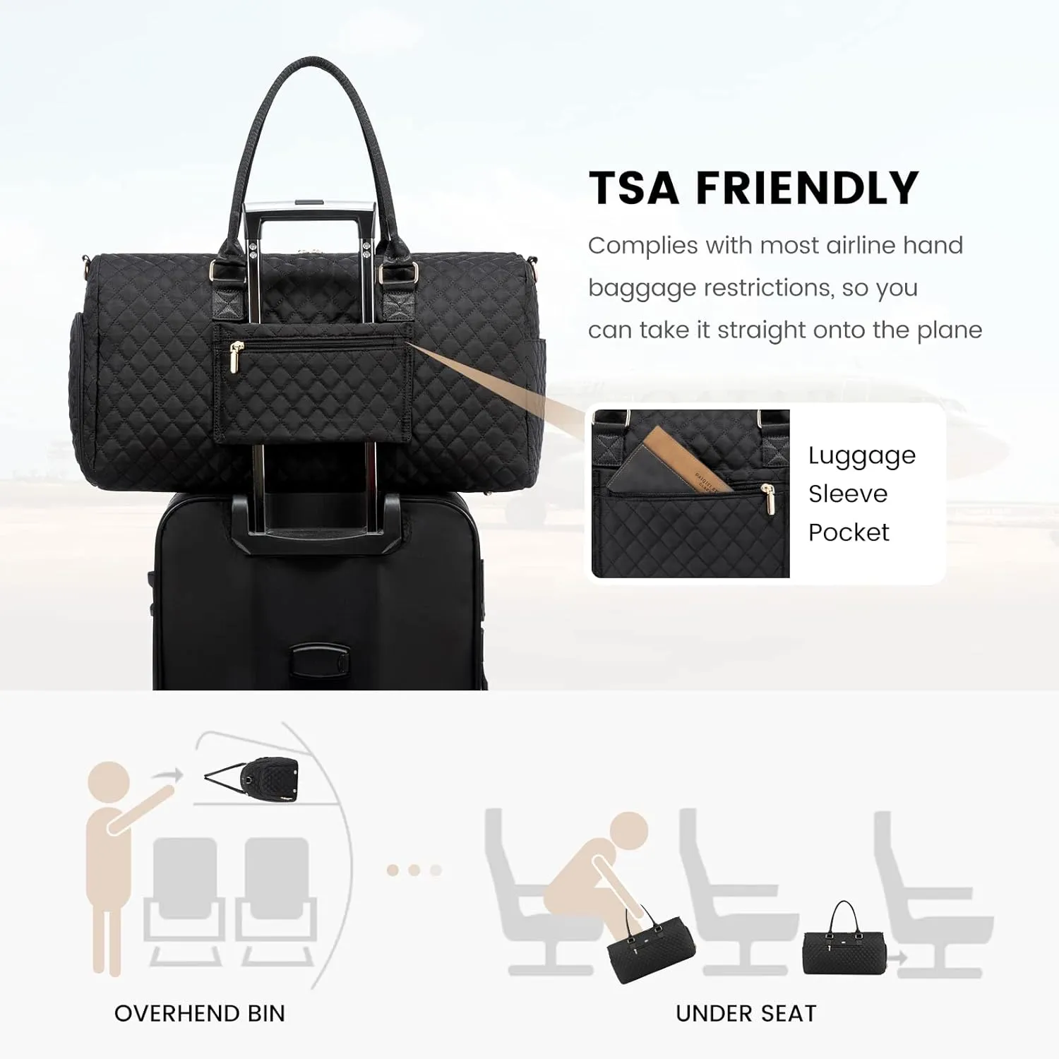 JFFD Travel Duffle Bag, Weekender Bag for Women, Carry on Overnight Bag with Shoe Compartment, Gym Duffel Bag with Wet Pocket, Mommy Hospital Bags for Labor and Delivery 3PCS