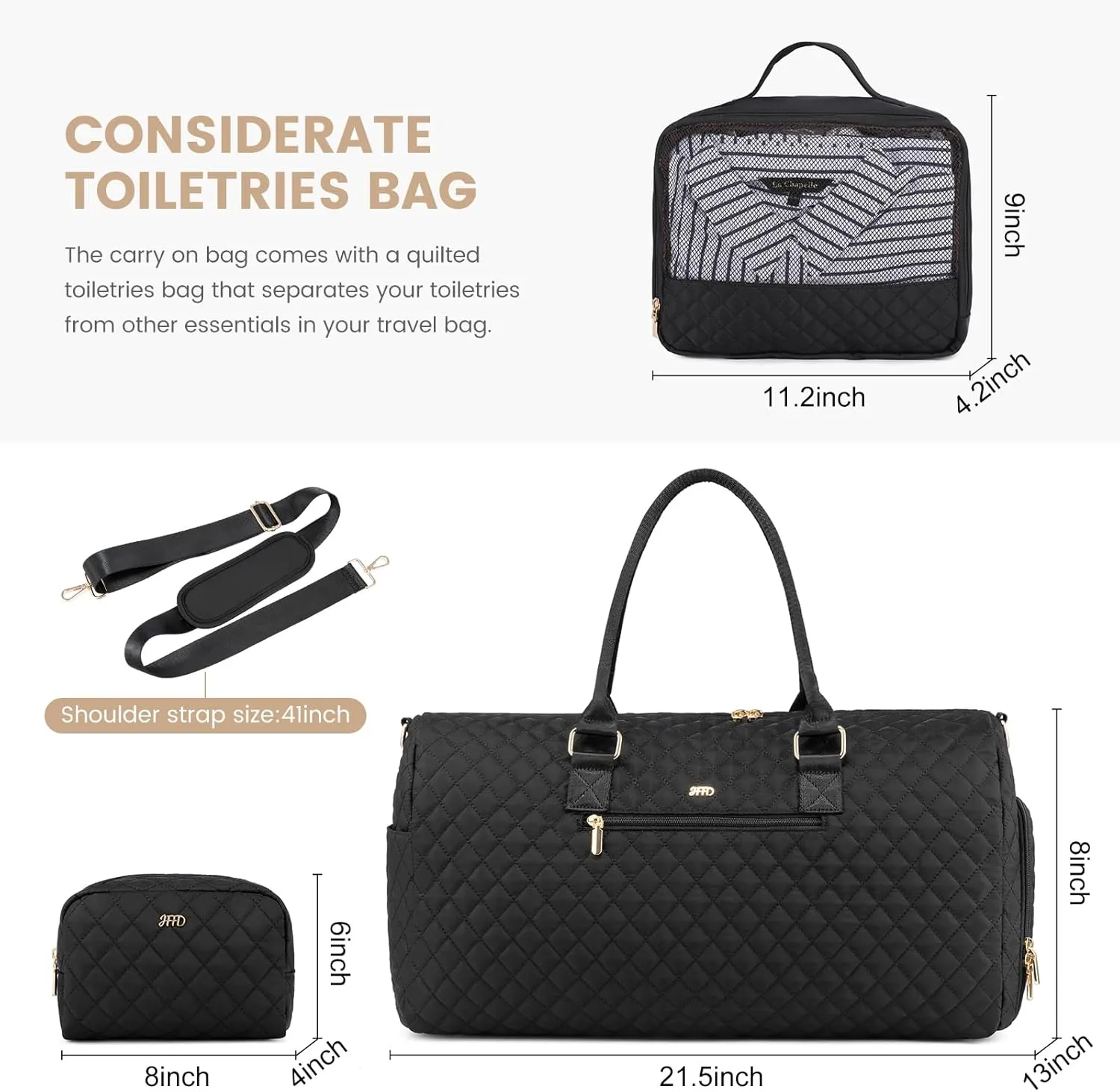 JFFD Travel Duffle Bag, Weekender Bag for Women, Carry on Overnight Bag with Shoe Compartment, Gym Duffel Bag with Wet Pocket, Mommy Hospital Bags for Labor and Delivery 3PCS