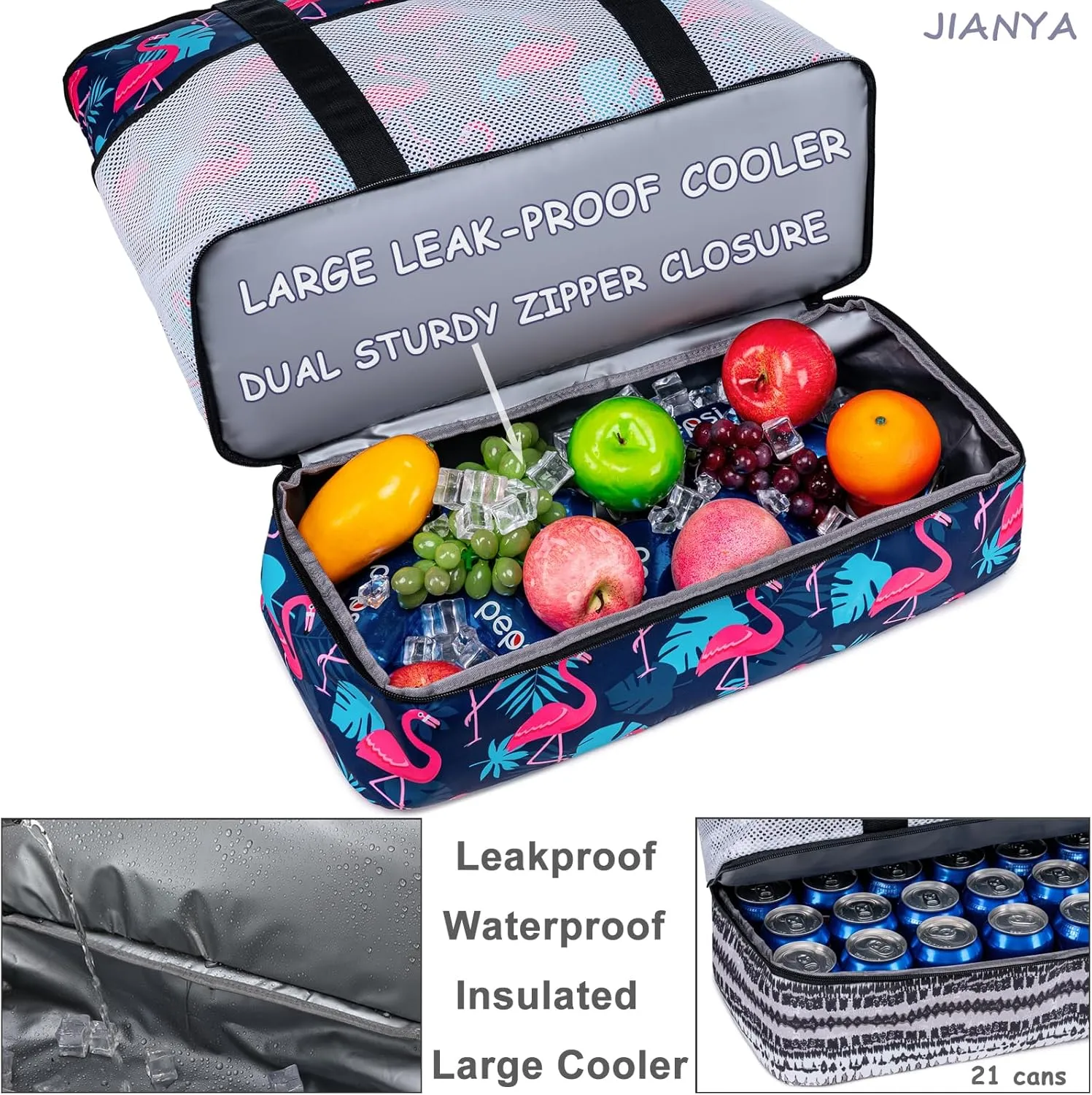 JIANYA Beach Bag XL Women Waterproof Beach Tote Pool Bags with Cooler Sandproof Beach Essentials for Beach Vacation Travel