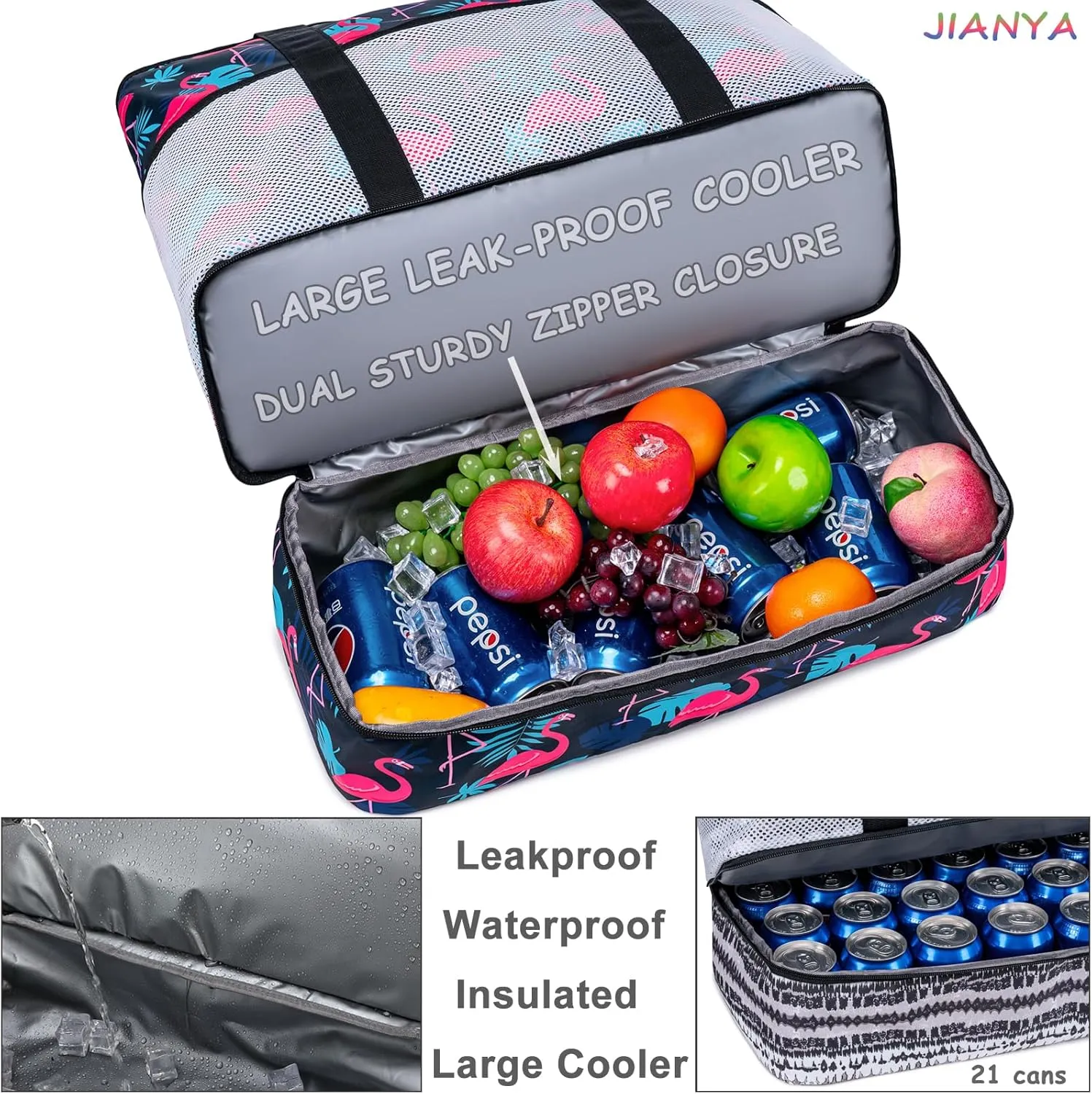 JIANYA Beach Bag XL Women Waterproof Beach Tote Pool Bags with Cooler Sandproof Beach Essentials for Beach Vacation Travel