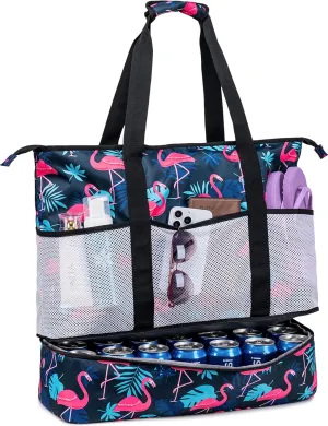 JIANYA Beach Bag XL Women Waterproof Beach Tote Pool Bags with Cooler Sandproof Beach Essentials for Beach Vacation Travel