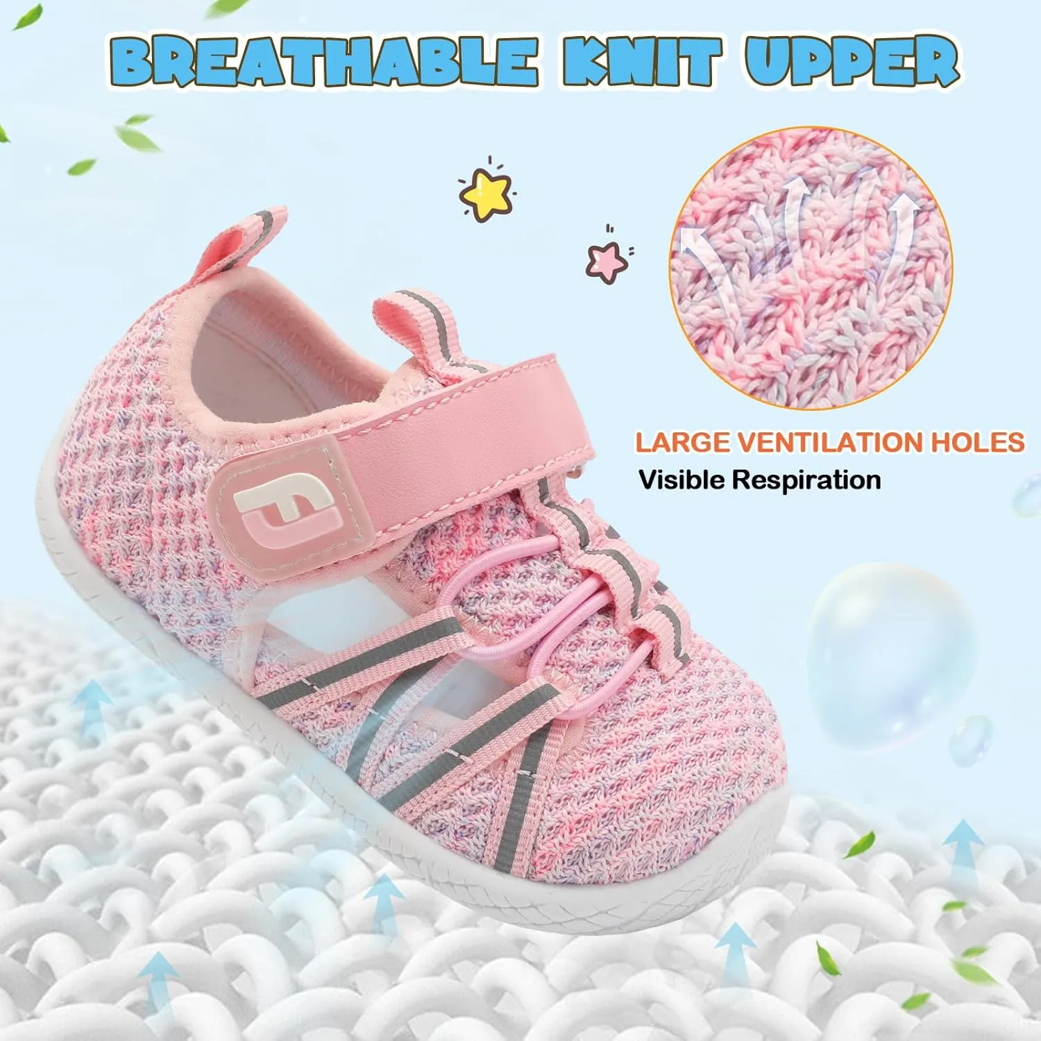 JOINFREE Toddler Sandals Boys Girls Breathable Closed Toe Water Beach Sandals Kids Wide Barefoot Summer Water Shoes Baby Walking Sneakers