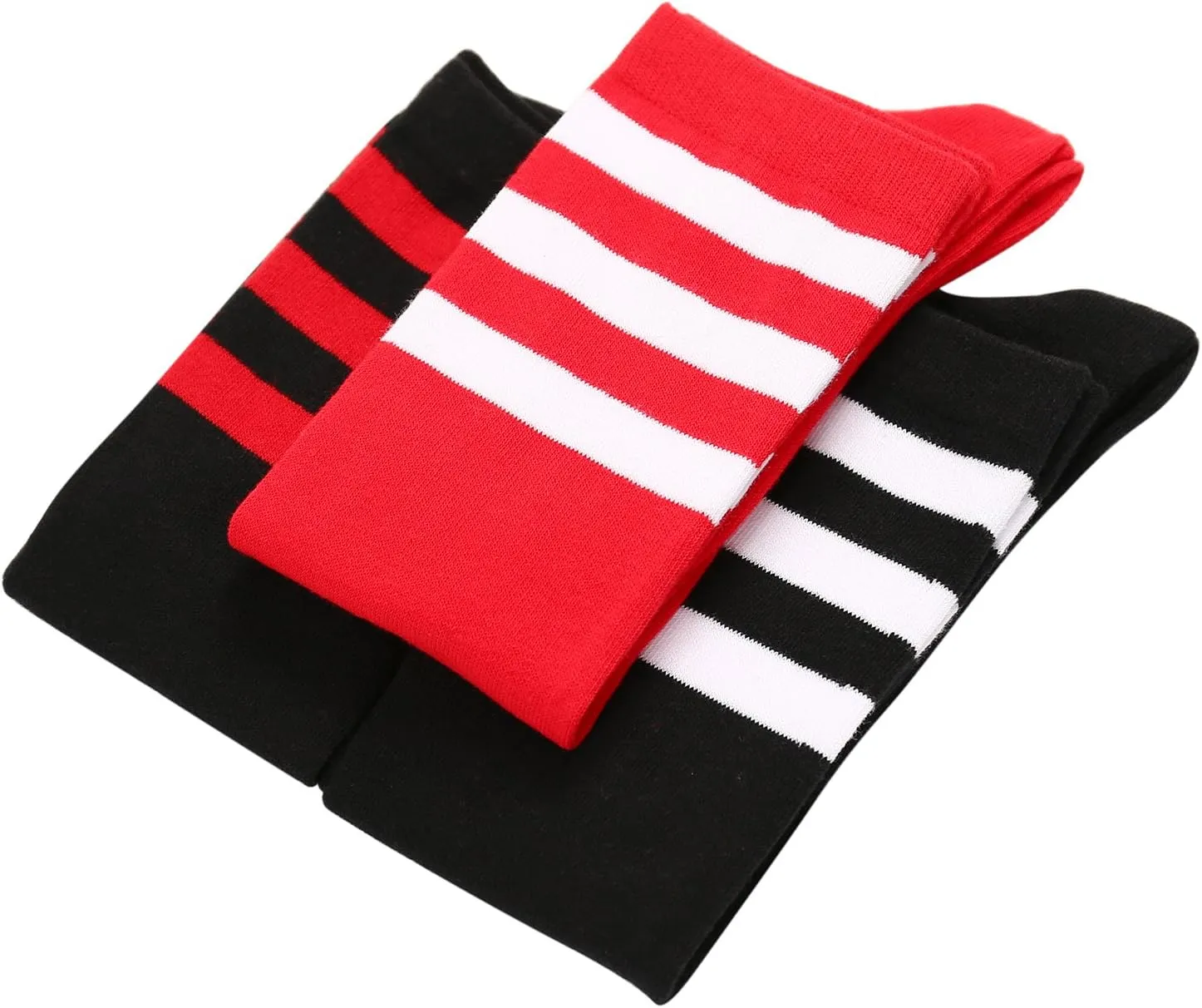 Joulli Women's Knee High Athletic Socks Stripe Tube Outdoor Sport Socks 1-3 Pairs