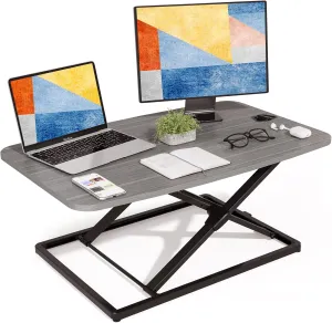 JOY worker Standing Desk Converter, 31 Inch Compact Height Adjustable Stand up Desk Riser, Ultra Low Profile Sit to Stand Desk for Laptop Riser Workstation, Grey