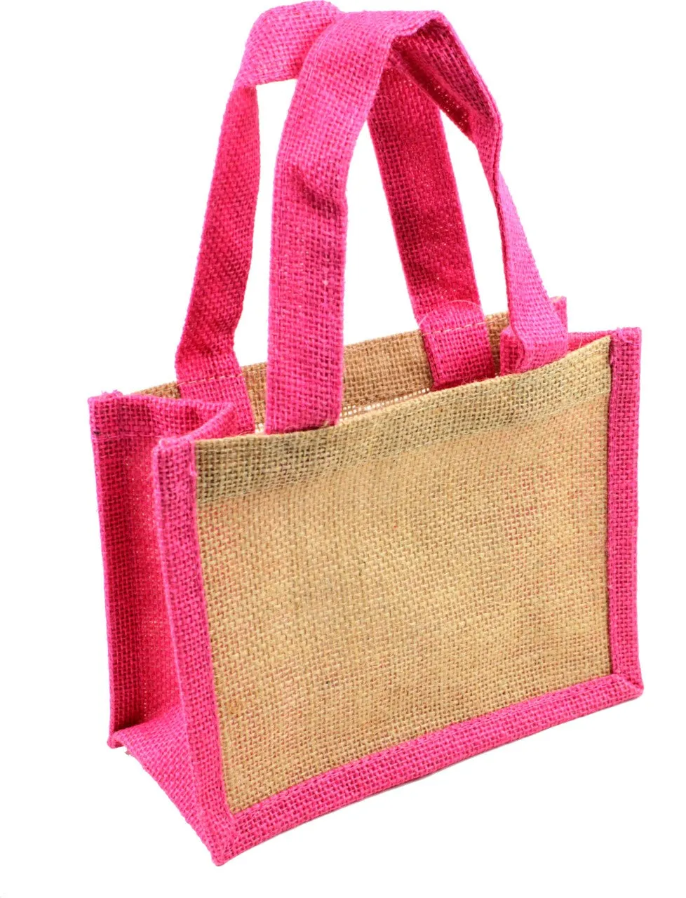 Jute Tote Bag with Colored Wall and Handle