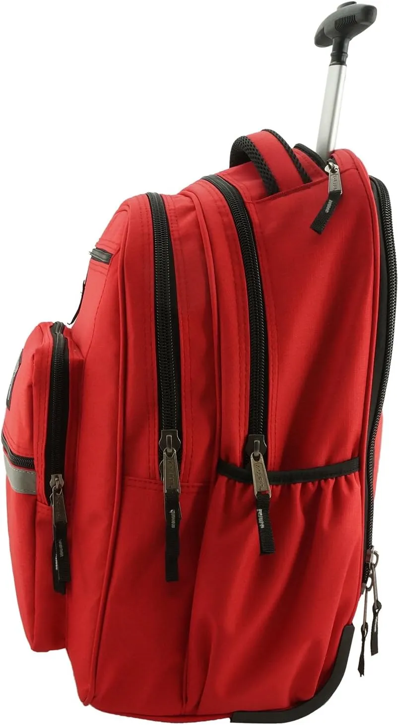 K-Cliffs Heavy Duty Rolling Backpack School Bookbag with Wheels Deluxe Wheeled Daypack