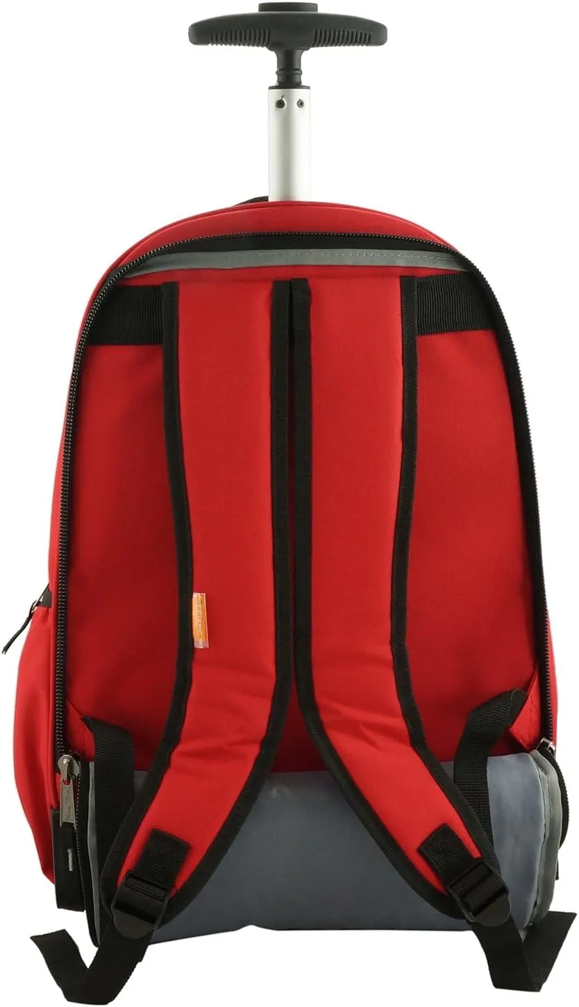 K-Cliffs Heavy Duty Rolling Backpack School Bookbag with Wheels Deluxe Wheeled Daypack