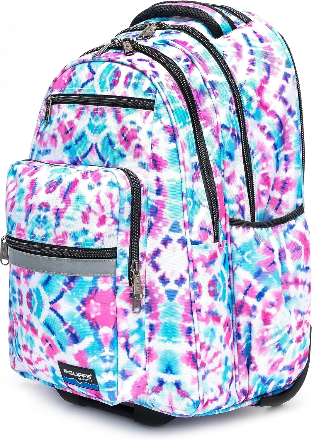 K-Cliffs Heavy Duty Rolling Backpack School Bookbag with Wheels Deluxe Wheeled Daypack