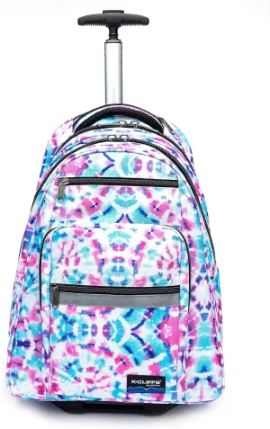 K-Cliffs Heavy Duty Rolling Backpack School Bookbag with Wheels Deluxe Wheeled Daypack