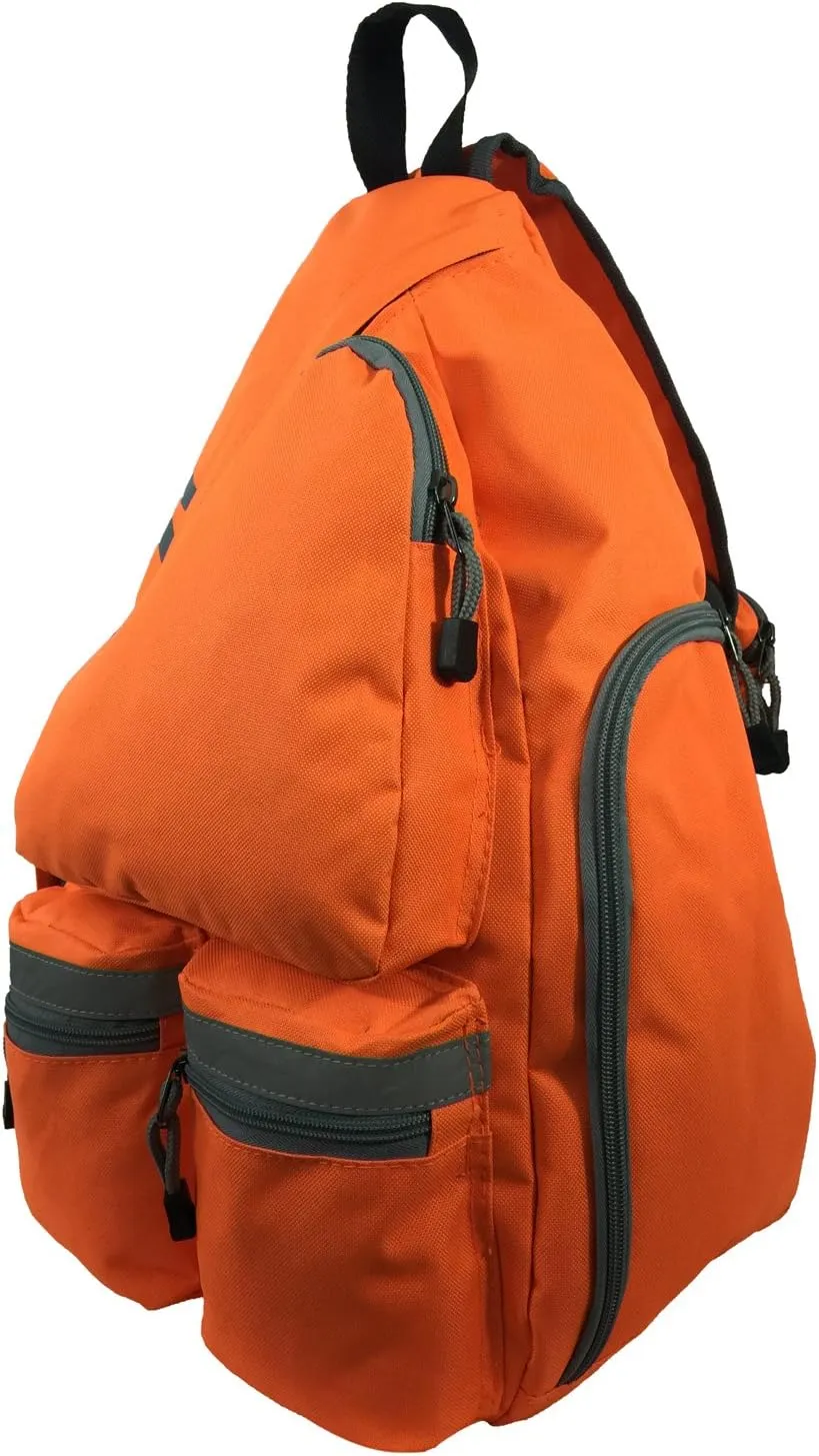 K-Cliffs Reflective Sling Backpack/Body Bag Messenger/Bag Daypack/School Student Book Bag with Safety, Bright, Stripe Orange