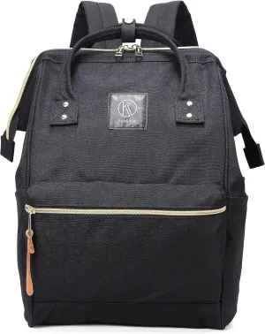 Kah&Kee Polyester Travel Backpack Functional Anti-theft School Laptop for Women Men (Black II, Medium)
