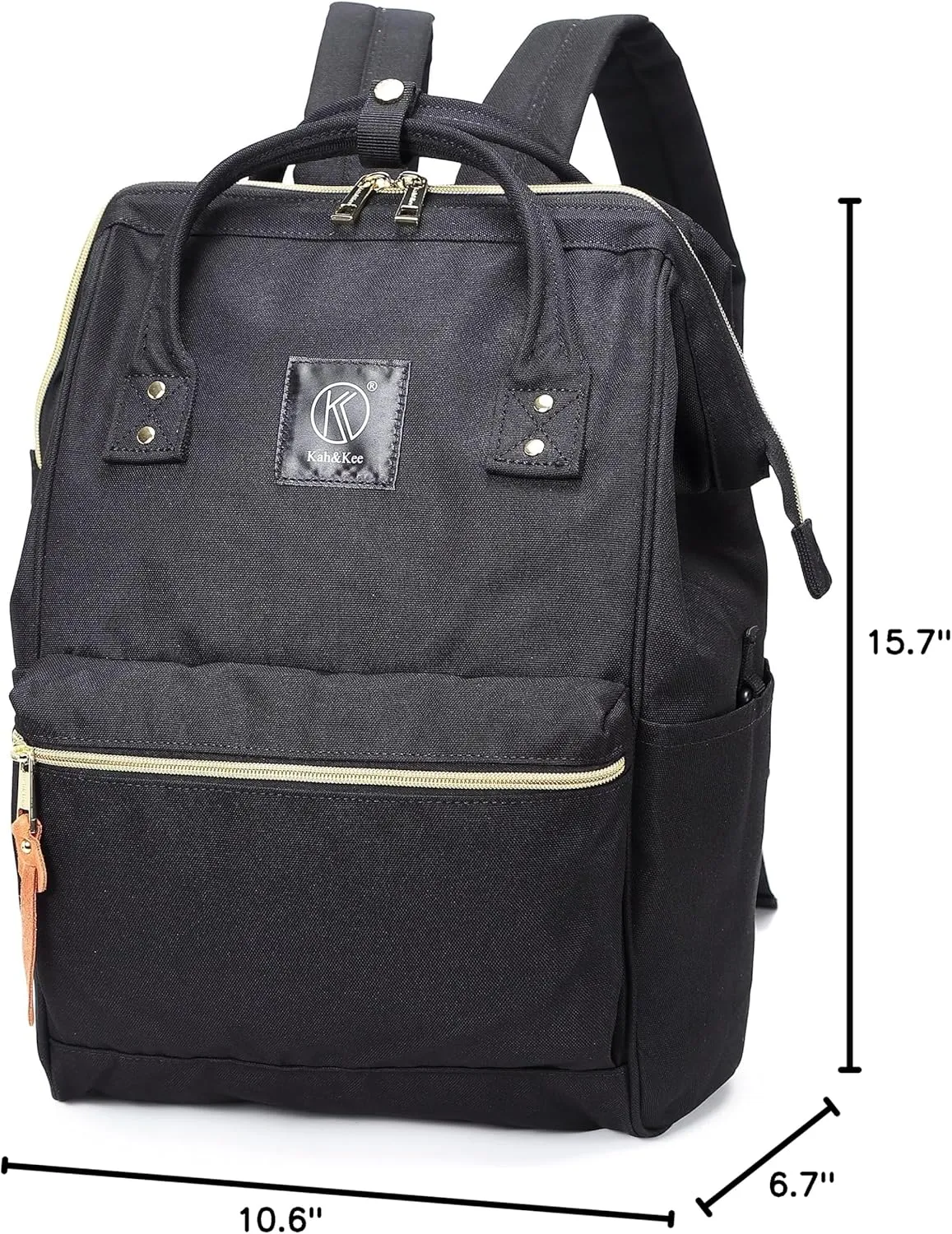 Kah&Kee Polyester Travel Backpack Functional Anti-theft School Laptop for Women Men (Black II, Medium)