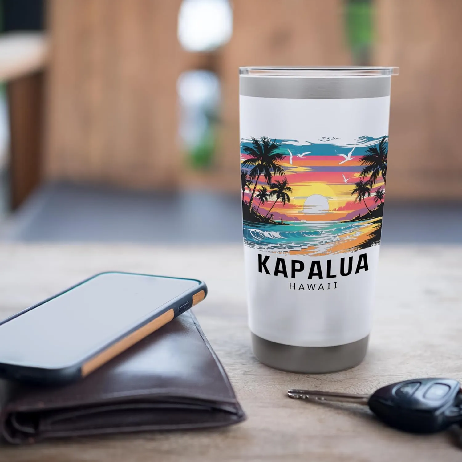 Kapalua Bay Hawaii Women Men Surfboarding Stainless Steel Insulated Tumbler