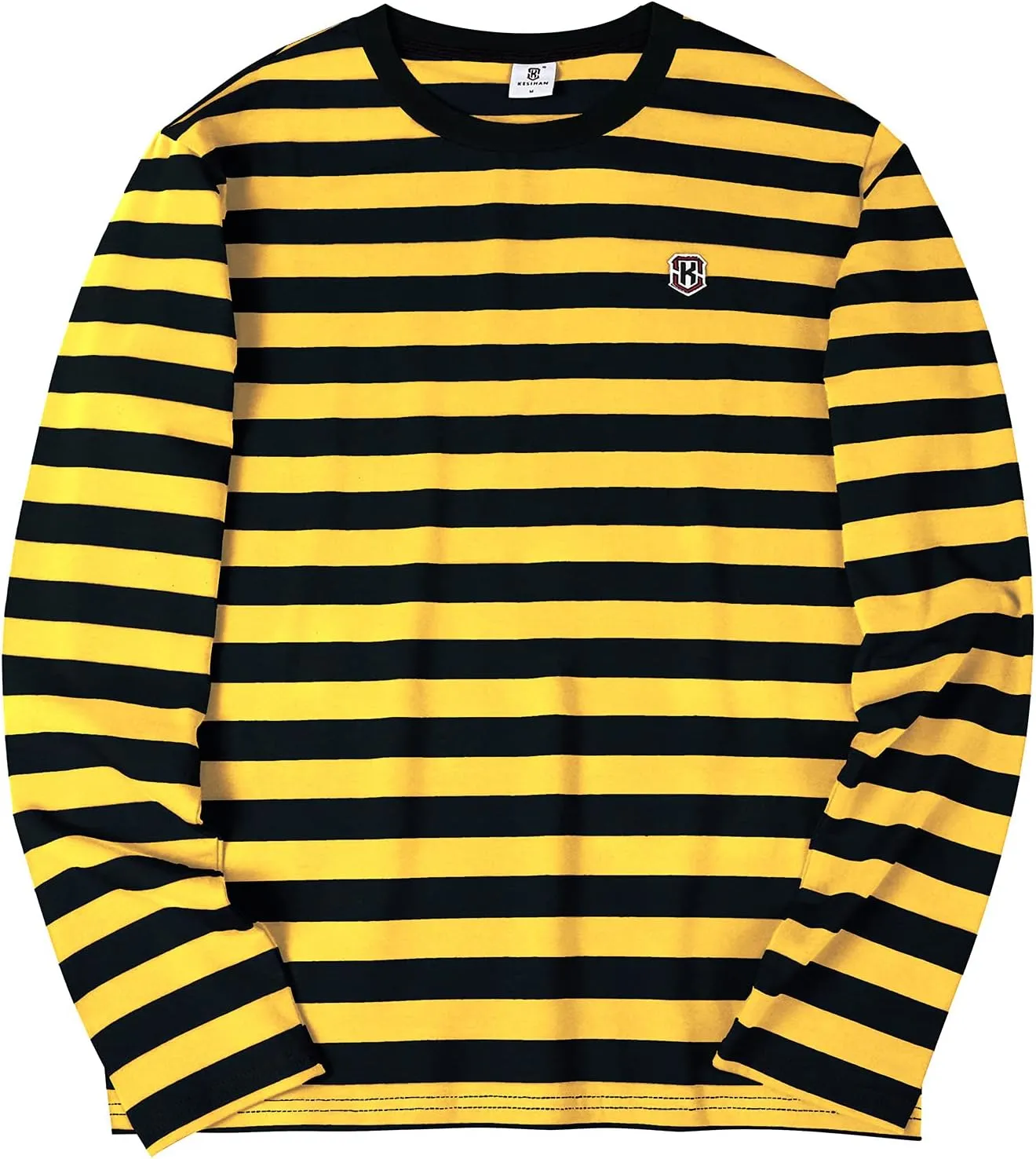KESIHAN Men's Casual Striped Shirts Crewneck Long Sleeve Basic T-Shirt Basic Daily Work Stripe Tee Tops