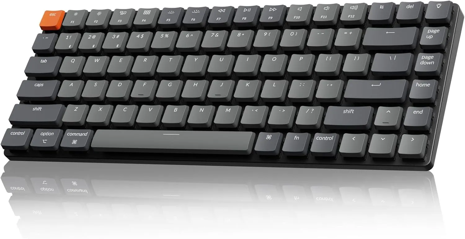 Keychron K3 Version 2, 84 Keys Ultra-Slim Wireless Bluetooth/USB Wired Mechanical Keyboard with White LED Backlit, Low-Profile Gateron Mechanical Red Switch Compatible with Mac Windows